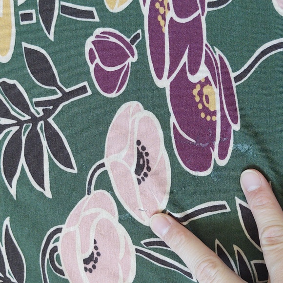 VGUC Boden green floral print v-neck midi dress with long sleeves - Picture 4 of 6